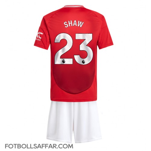 Manchester United Luke Shaw #23 Hemmadräkt Barn 2024-25 Kortärmad (+ Korta byxor)